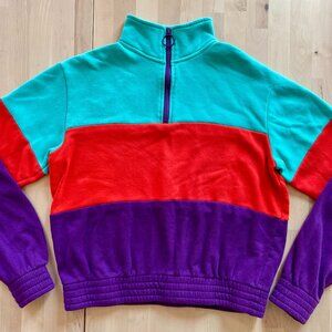 A.Lab Women's Colorblock Funnel Neck Collared Quarter Zip Sweatshirt size Small